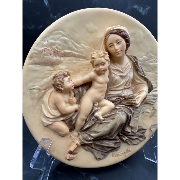 Il Dono Della Tenerezza Dante Di Volteradici 1988 Italy Alabaster Plate BA 2108 - Picture 1 of 13